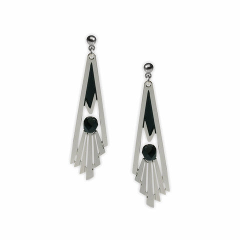 Art Deco Black Staircase Earrings