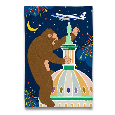 King Kong at the Us Capitol Tea Towel