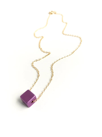 Mood Box Necklace in Plum