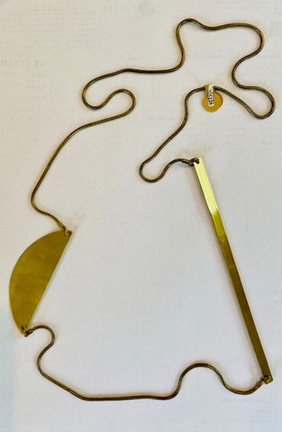 Long Brass Sculpture Necklace