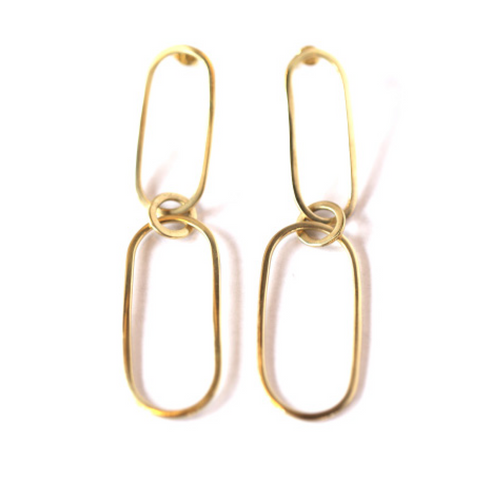 Reta Brass Loop Earrings by Meyelo